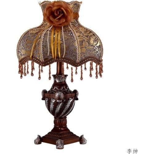 Nordic Brown LED Table Lamp Modern Resin Desk Lamps Fabric Shade Table Lights Bedroom Bedside Lamp Living Room Kitchen Fixtures