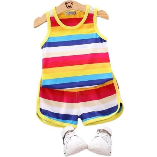 New Baby Girls Clothing Outfits Summer Newborn Infant Sleeveless T-shirt Shorts 2pc/Sets Kids Clothes Casual Sports Tracksuits