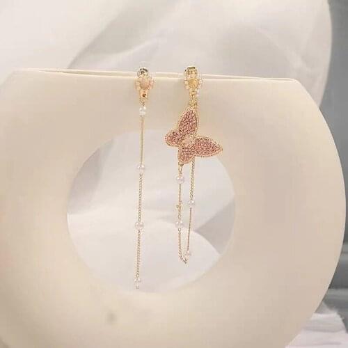 2020 New Womens Earrings Delicate Elegant Butterfly Pearl Tassels Earring for Women Bijoux Korean boucle Gift Jewelry Wholesale