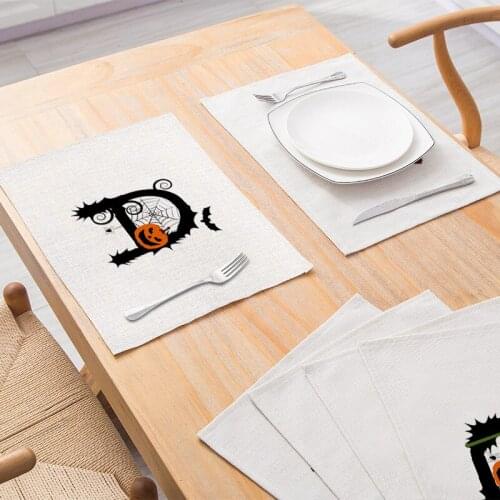 2021 new Halloween letter series cotton and linen insulated meal mat explosion home waterproof Western meal mat