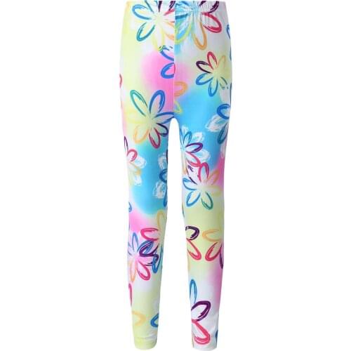 Oyolan 2021 NEW Girls Leggings Kids Girls Clothes Flower Printing Elastic Trousers Children Leggings for Girl Wear 4-10 Years