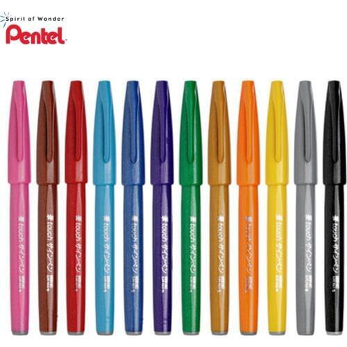Pentel Touch Colorful Brush Sign Pen Set 6/12 Colors Set SES15C Soft Head Limited Seasons Collection for Drawing Birthday Cards