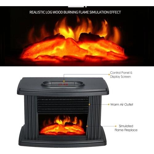 1000W Electric Fireplace Hater With Remote Control Fireplace Electric Flame Decoration Portable Indoor Space Heater