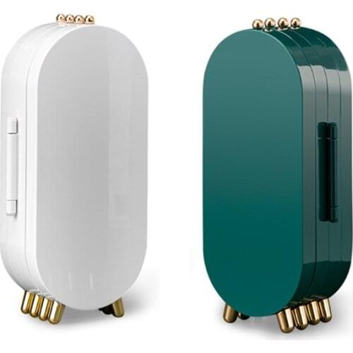 Plastic Large Jewelry Box Organizer 4 Fan Jewel Storage Case Necklace Earrings Ring Mirror Display Desktop Jewel Holder