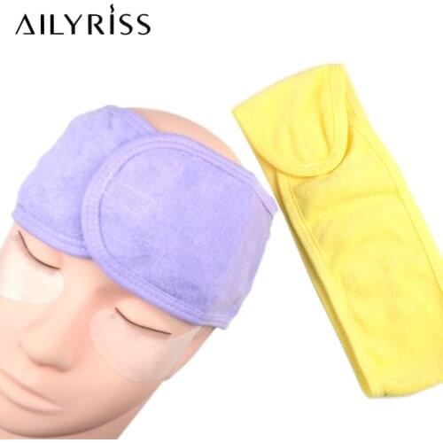 Eyelashes Extension Spa Facial Headband Wrap Head Terry Cloth Headband Make Up Stretch Towel with Magic Tape Makeup Accessories