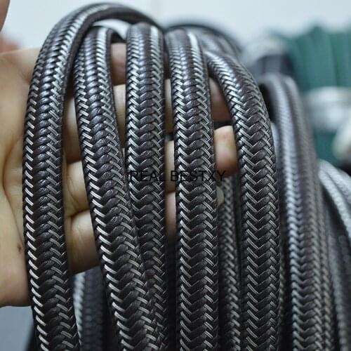 5m/Lot Approx : 12*6mm Brown Braided Leather Rope Leather Cord For Bracelets DIY Jewelry Making Findings Flat Wide Braid Cords