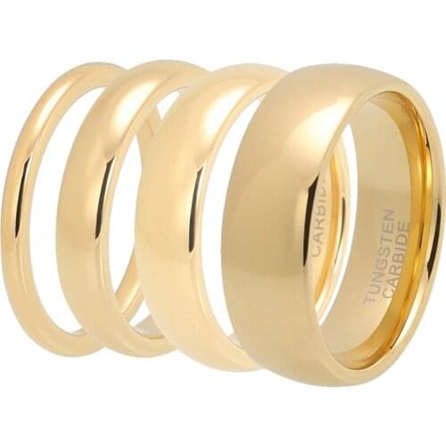 Factory Direct Men Women Tungsten Rings 2mm to 10mm Gold Color High Polished Dome Wedding Band Customize Wholesale