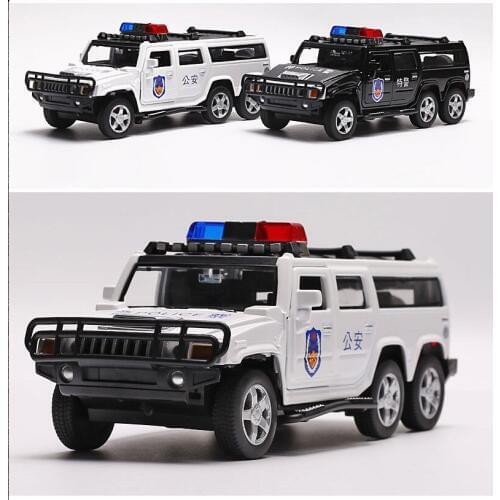 Classic 1:32 Hummer Special police off-road vehicle alloy model,die-cast metal sound and light pull back model,free shipping