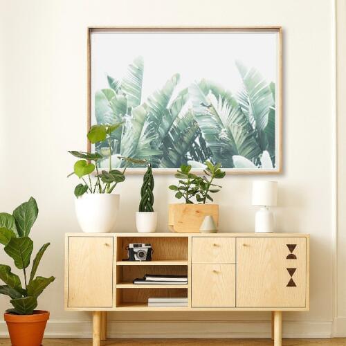 Banana Leaf Print Minimalist Bohemian Landscape Wall Art Canvas Painting Picture Greenery Tropical Plant Poster Home Room Decor