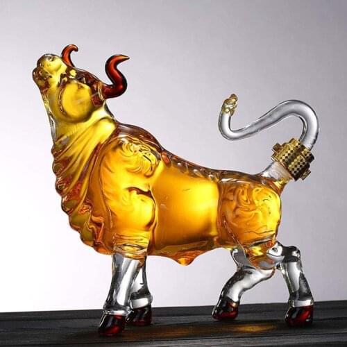 Whisky Glass Decanter Novelty Animal Bull Shaped Style Home Bar Whiskey Decanter For Liquor Scotch Bourbon Gift 1L