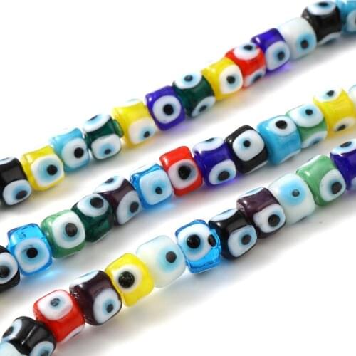 Lampwork Glass Religious Millefiori Beads Cylinder At Random Color Eye Loose Beads DIY Jewelry Gift,1Strand(Approx 40PCs/Strand)