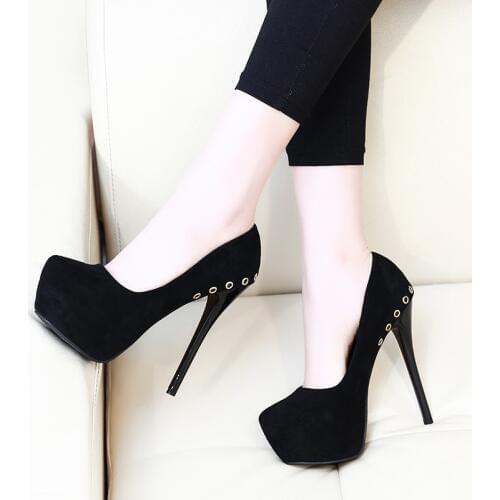 Womens Shoes 14cm Banquet Dress Super High Heels Thin Heels Platform Pumps Nightclub Models Catwalk Single Shoe Small Size 32,33