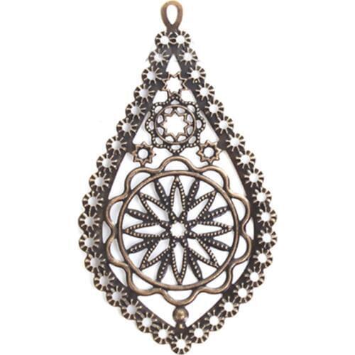 DoreenBeads Zinc Based Alloy Embellishments Drop Antique Bronze Filigree Jewelry Findings 78mm(3 1/8") x 42mm(1 5/8"), 4 PCs
