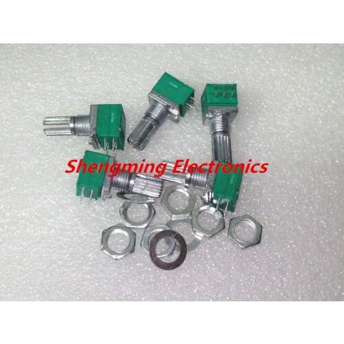 10pcs B100K RK097G Audio Amplifier Sealed Dual Potentiometer 15mm Shaft 6pins