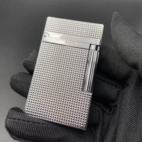 100% New vintage dupont Bright Sound brass shell windproof gas lighter for cigarette mens gift