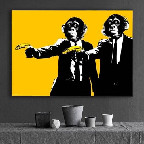 Funny Art Monkey Holding Banana On Canvas Print Nordic Animal Poster Wall Art Picture For Living Room Home Decoration
