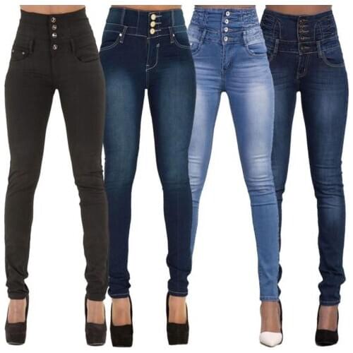 High Quality Wholesale Woman Denim Pencil Pants Top Brand Stretch Jeans High Waist Pants Women High Waist Jeans Pencil Trousers