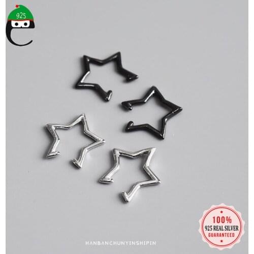 ElfoPlataSi Authentic 925 Sterling Silver Personality Star Ear Cuff Clip on Earring for Women Sterling Silver 925 Jewelry DA627