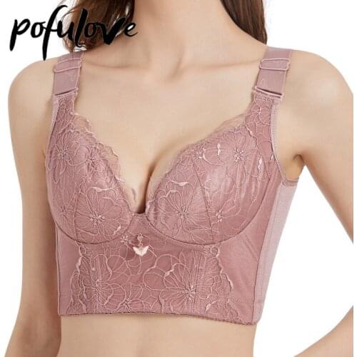 Push Up Bra Women Sexy Lingerie Lace Bra Plus Size Bralette Pink Underwear Brassiere Large Big Size Ladies 34-50 B C D E Fashion