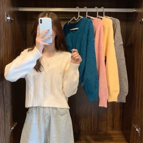 Women Sweater Women White Long Sleeve Pullover 2021 Autumn Winter Casual Pink Jumper Loose Sweaters Oversized