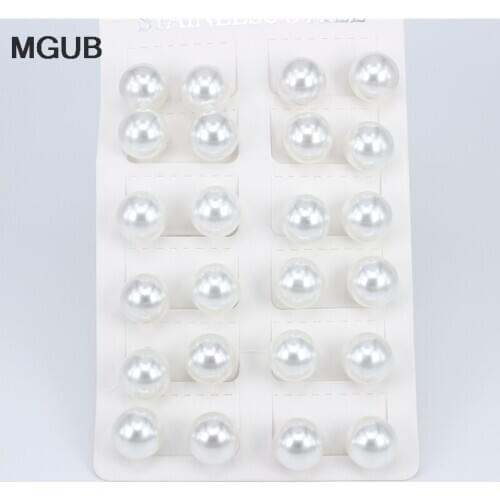 Silver color 10-10MM Stainless steel jewelry Imitation pearls Studs Earrings High quality Elegant fashion For women jewelry ZN40