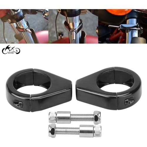 1 Pair Motorcycle Black CNC 49mm Turn Signal Fork Relocation Clamps For Harley Dyna Road Electra Glide FLHT Sportster 883 1200