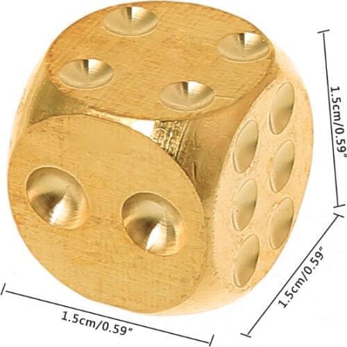 1Pc Brass Dices Solid Metal Polyhedral Club Bar Dice Playing Game Tool 15X15X15mm