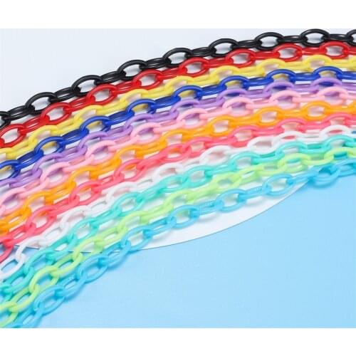 10Pcs/Lot 50cm Colorful Acrylic Link Chain Lobster Clasp Keychains for Necklace Bracelet Making Colorful Plastic Chain Links