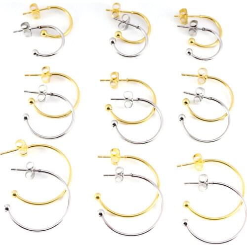 10Pcs Stainless Steel Big Circle Hoop For Women Hot Sale Earrings Gold Color Round Ear Hoop Earrings Engagement Jewelry