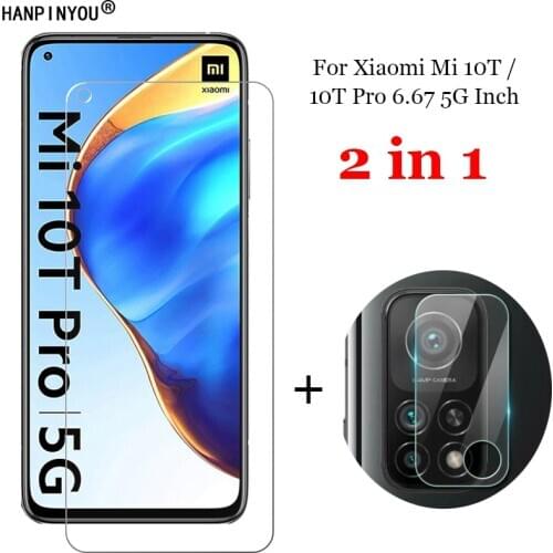 2-in-1 Clear Tempered Glass For Xiaomi Mi 10T Pro 5G 6.67" Camera Lens Protection Film + Front Screen Protector