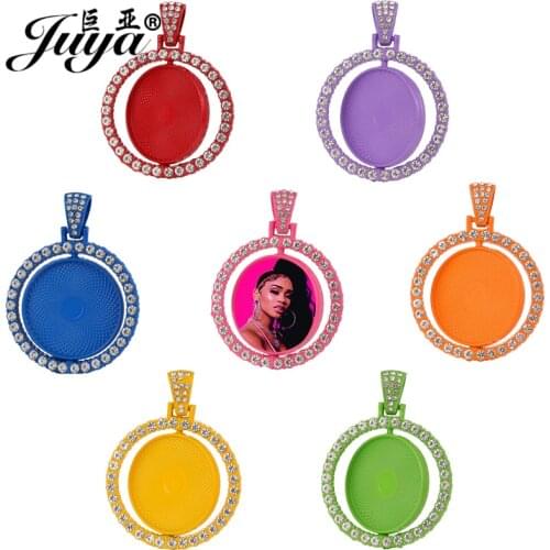 3PCS Double Sided Pendant Base Zircon Jewelry Accessories 25mm Rotatable Blank Tray For Diy Making Photo Or Logo Design Necklace