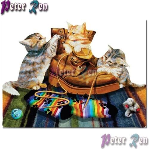 5d animal Diamond Painting Embroidery Cat socks in boots DIY Square or round Mosaic Cross stitch Rhinestone Handmade gifts