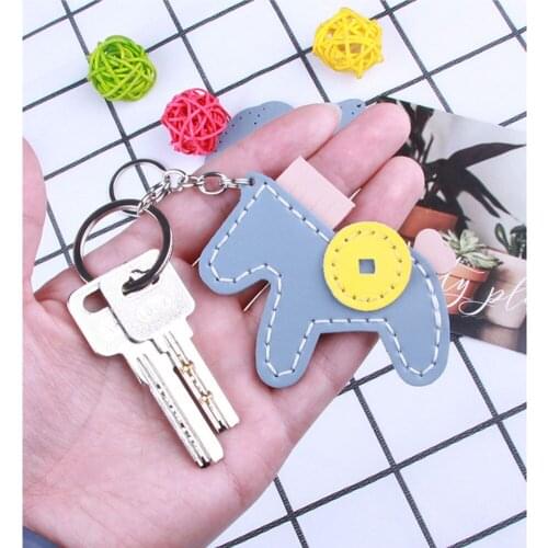 Mini 7cm Real Leather Key Ring Keyring Horse for Wallet Coin Purse Bag Backpack DIY
