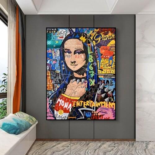 Abstract Graffiti Art Painting On Canvas Home Decor Wall Art Canvas Painting for Living Room Mona Lisa Canvas Posters and Prints