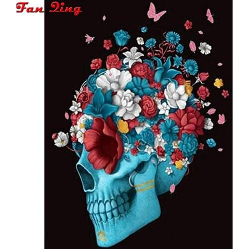 5D Diy Diamond Painting Skull Flower Butterfly Embroidery Full Square/Round Rhinestone Cross Stitch For Home Wall Decor