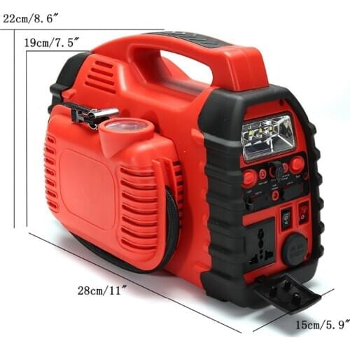 Car Battery Pack Booster Portable Charger Power Bank Built In Air Compressor Car Inflator 220V Output Jump Starter