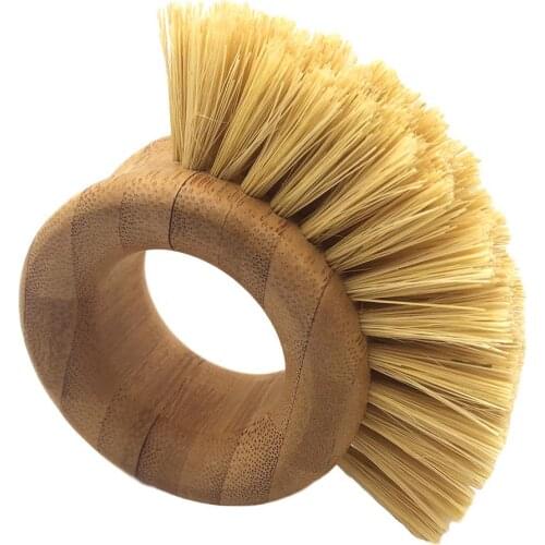 Bamboo Dish Brush Natural Dish Scrub Brush With Handle Ring Shaped Fruit Vegetable Cleaning Brush For Dishes Pan Pot Bottle