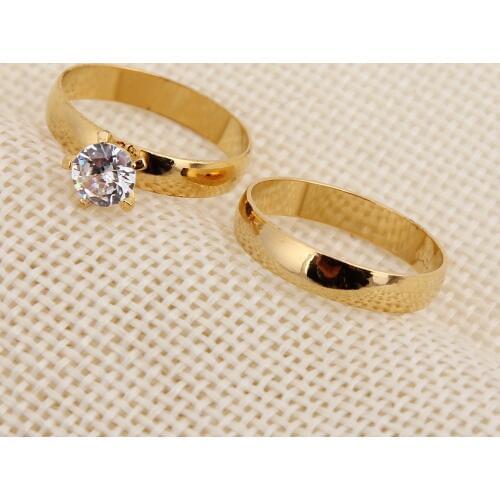 Bangrui 2017 Fashion Style 2 Pcs Ring Set Women Jewelry Gold Color Wedding Finger Rings For Men/Women