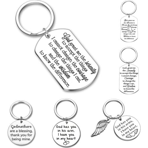 Birthday Baptism Christening KeyChain Godfather Godmother Religion Keychain Gift From Godchild Godson Goddaughter for Godparent