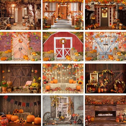 Autumn Harvest Farm Pumpkin Barn Warehouse Hay Thanksgiving Backdrop Newborn Baby Portrait Background Photo Studio Photophone