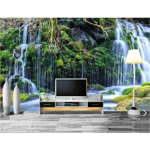 Decoration Mural 3D Forest Waterfall Mural Wall Papers for Walls Wallpaper Nature View Canvas HD Photo Wallpapers Contact Paper