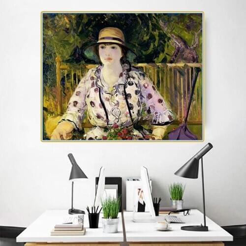 Citon George Bellows《Emma in an Orchard, 1916》Canvas Oil Print Painting Artwork Poster Picture Modern Wall Decor Home Decoration