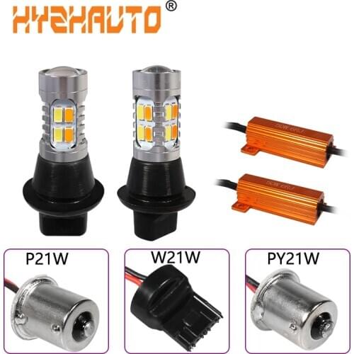 HYZHAUTO 2Pc 1156 P21W PY21W LED Canbus Bulbs Dual Color T20 7440 W21W LED Car Turn Signal Lights DRL No Hyper Flash 5630 20 SMD