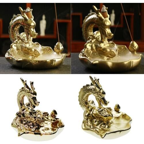 Ceramic Dragon Backflow Incense Burner Cones Incense Sticks Tea House Decoration