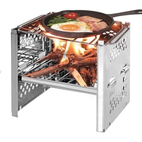 Square Mini Charcoal Barbecue Stove Outdoor Folding BBQ Grill Stainless Steel BBQ Brazier for 1-2 People