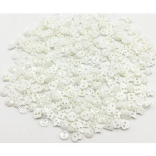 1000pcs White 6mm Mini Tiny Buttons Heart Flower Star Square Round Mixed Sewing Doll Clothes Button Scrapbooking Accessories