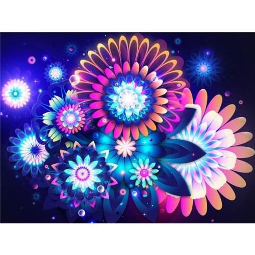 Poured Glue Diamond Painting Kits Scalloped Edge Flower 5D DIY Full Round Drill Crystal Mosaic Mandala Embroidery Rhinestone DIY