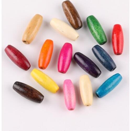 Natural Olive Shape Loose Wood Beads Coffee/Black Handmade Wooden Puzzle Prayer Long Spacer Beads DIY Jewelry Making 22*8mm