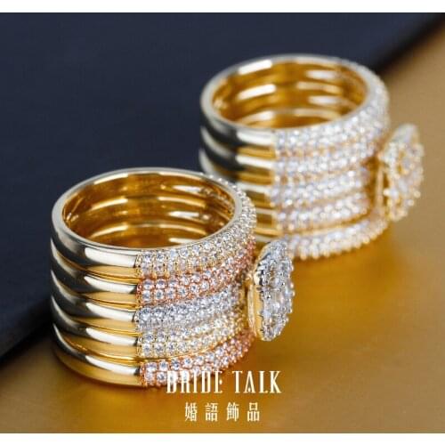 Bride Talk Luxury Women Finger Ring Cubic Zirconia Super Quality Christmas Gift Dubai Bridal Rings Jewelry For Wedding Party