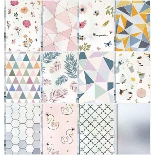 Nuelife Pastoral flower pattern window frosted glass sticker opaque bathroom anti-glare bathroom privacy film window paper